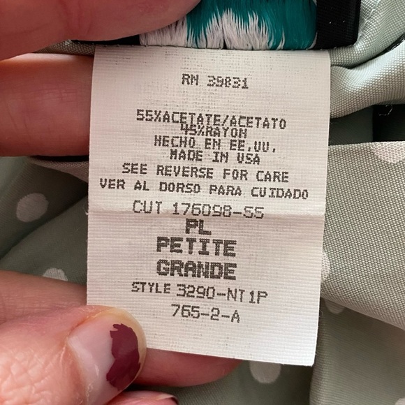 Vintage Elastic Waist Sage Green Polka Dot Skirt Size Petite Large - Picture 6 of 6